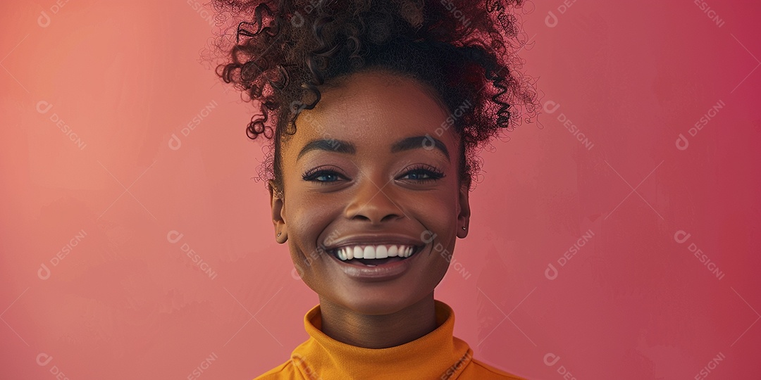 Mulher negra feliz tomando café, sorrindo, relaxamento, felicidade, diversão