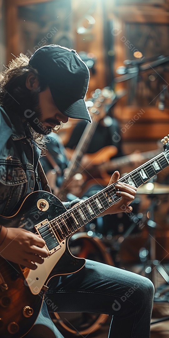 Banda musical se apresentando no palco de concertos, músicos, guitarristas, performance ao vivo