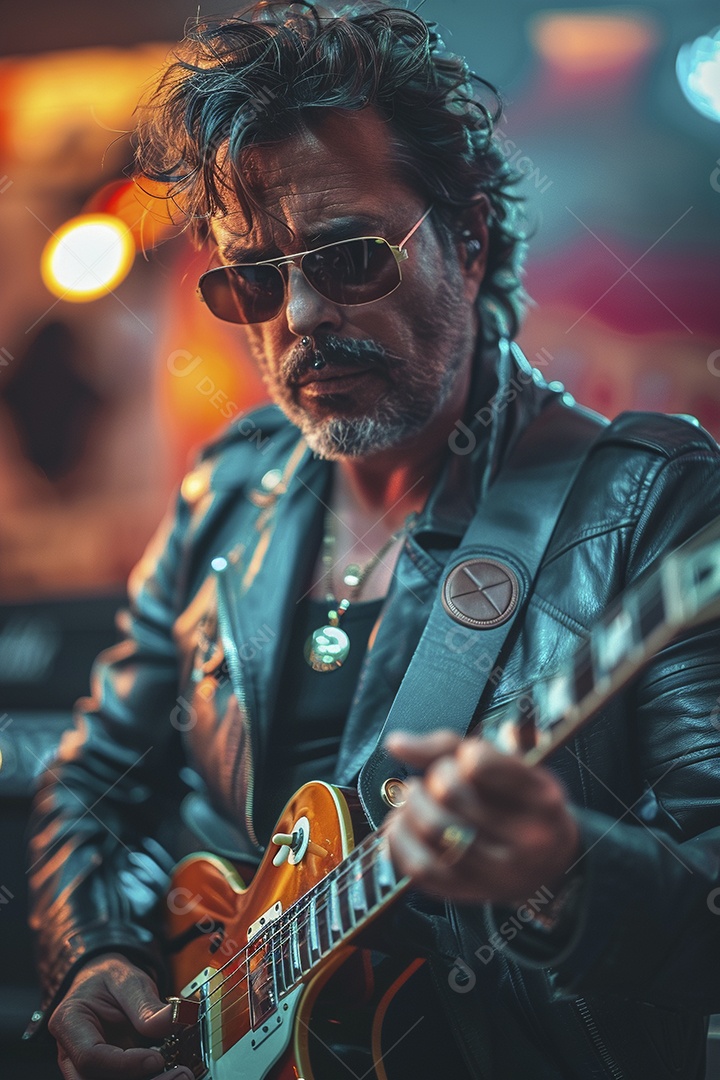 Banda musical se apresentando no palco de concertos, músicos, guitarristas, performance ao vivo