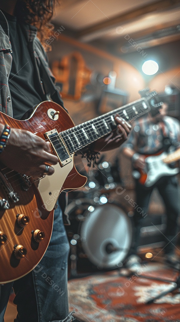 Banda musical se apresentando no palco de concertos, músicos, guitarristas, performance ao vivo