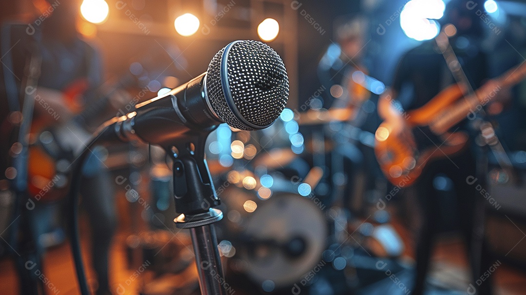 Banda musical se apresentando no palco de concertos, músicos, guitarristas, performance ao vivo