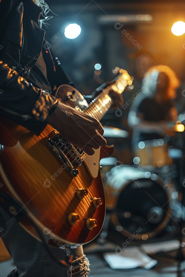 Banda musical se apresentando no palco de concertos, músicos, guitarristas, performance ao vivo