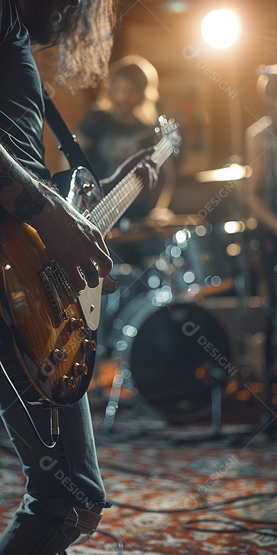 Banda musical se apresentando no palco de concertos, músicos, guitarristas, performance ao vivo
