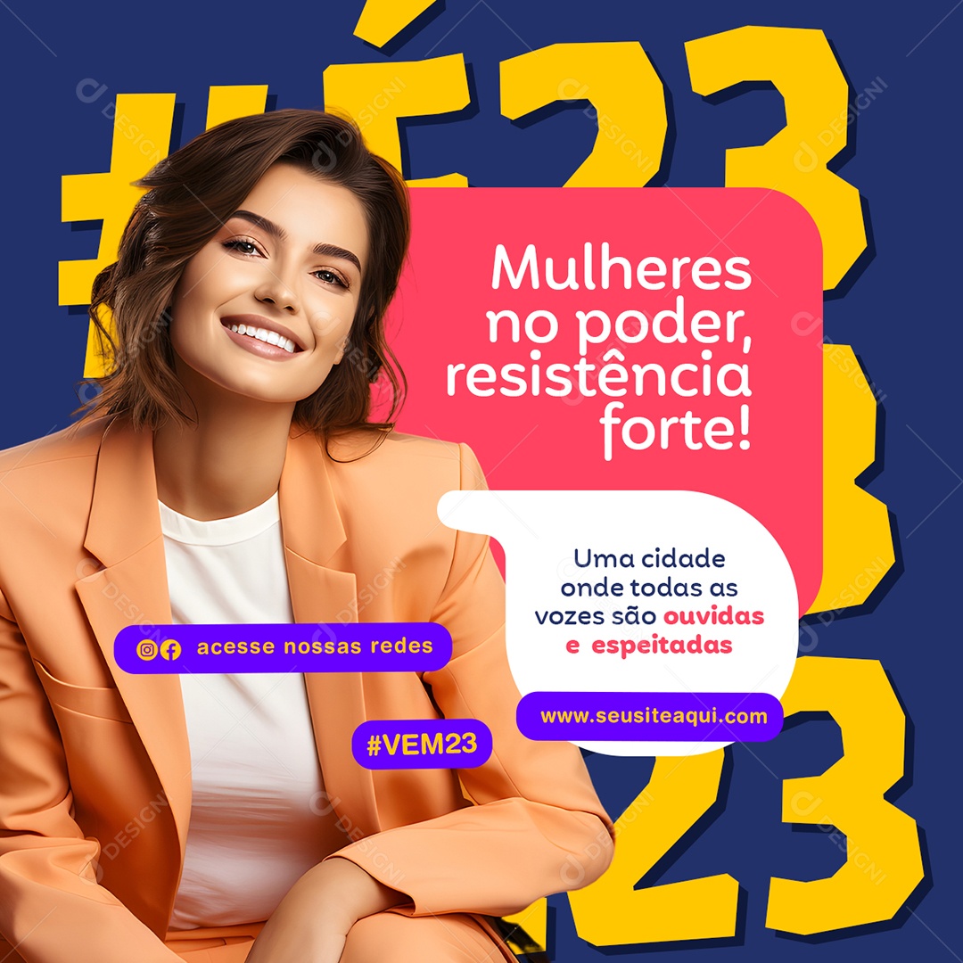 Mulheres no Poder Resistência Forte Social Media PSD Editável