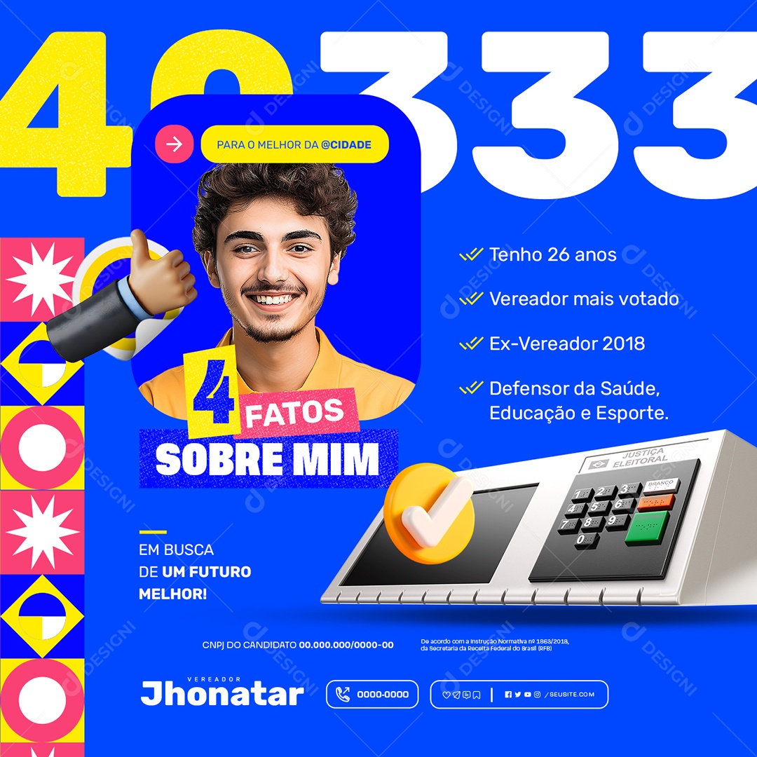 Para o Melhor da Cidade 4 Fatos Sobre Mim Social Media PSD Editável