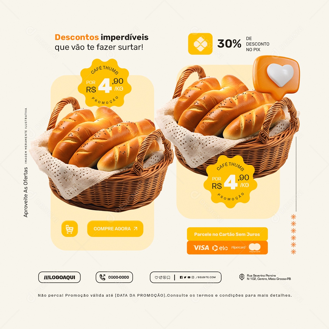 Descontos Imperdíveis Compre Agora Café Thumb Social Media PSD Editável