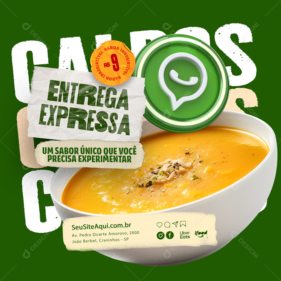 Caldos Entrega Expressa Social Media PSD Editável