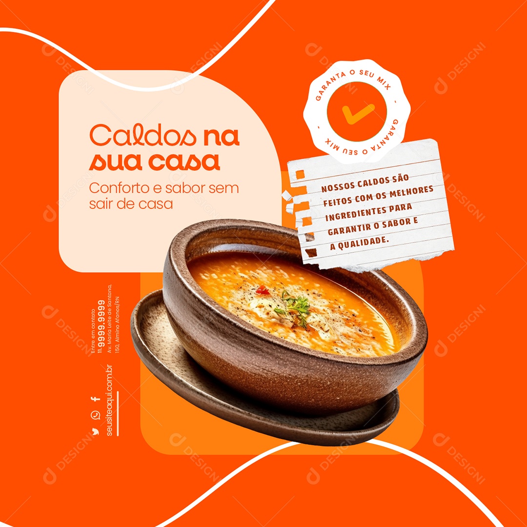 Caldos na sua Casa Social Media PSD Editável