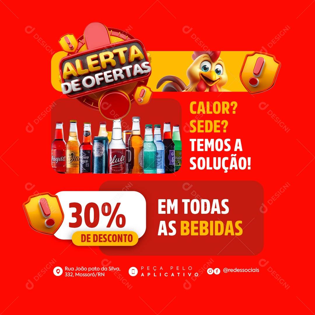 Alerta de Ofertas Calor Sede Temos a Solução Social Media PSD Editável