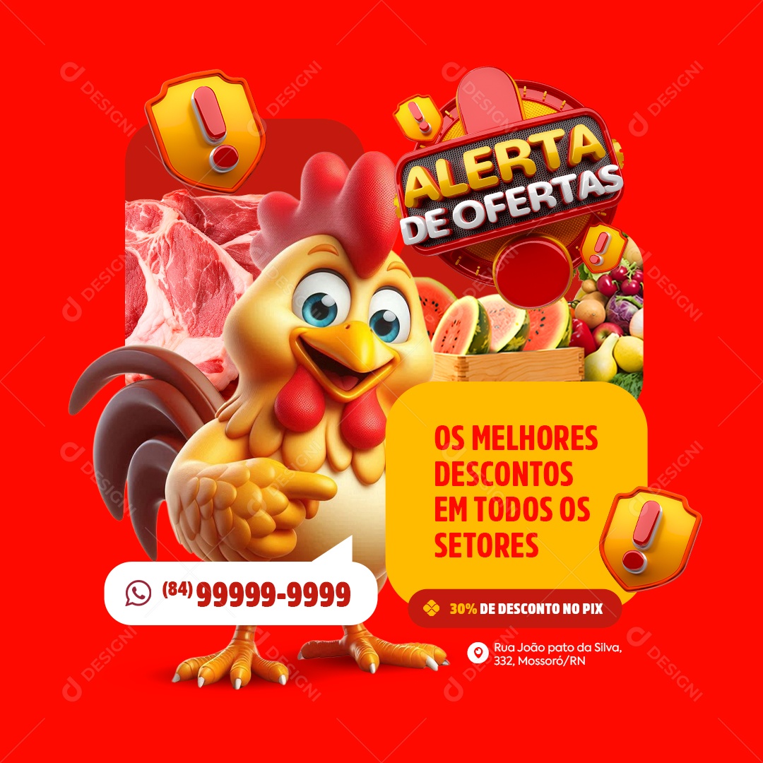 Alerta de Ofertas os Melhores Descontos em todos os Setores Social Media PSD Editável