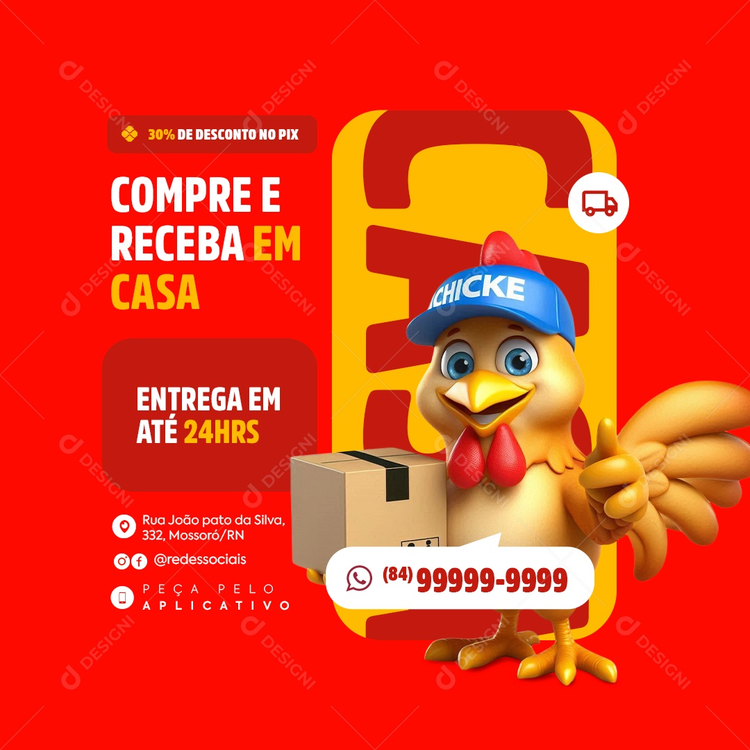 Alerta de Ofertas Compre e Receba em Casa Social Media PSD Editável