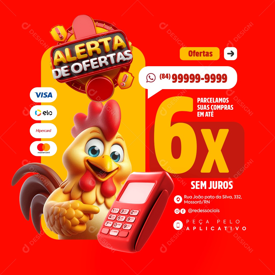 Alerta de Ofertas Parcelamos suas Compras Social Media PSD Editável