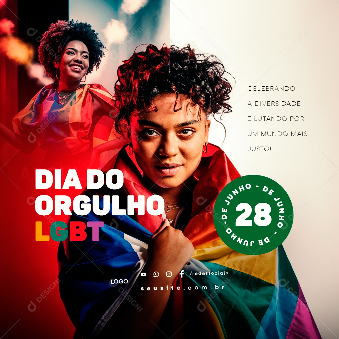 Dia Internacional do Orgulho LGBT 28 de Junho Lutando por um Mundo mais Justo Social Media PSD Editável