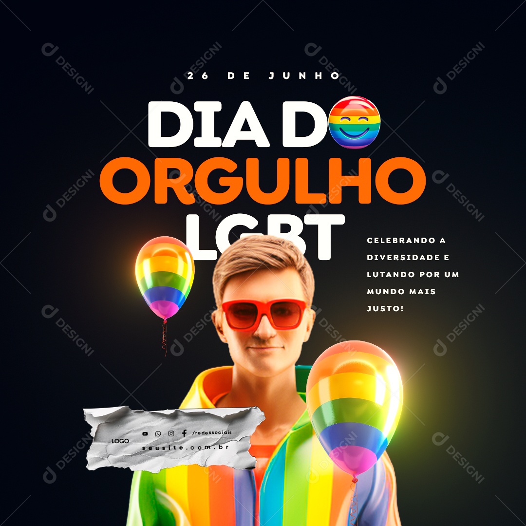 Dia Internacional do Orgulho LGBT 28 de Junho Celebrando a Diversidade Social Media PSD Editável
