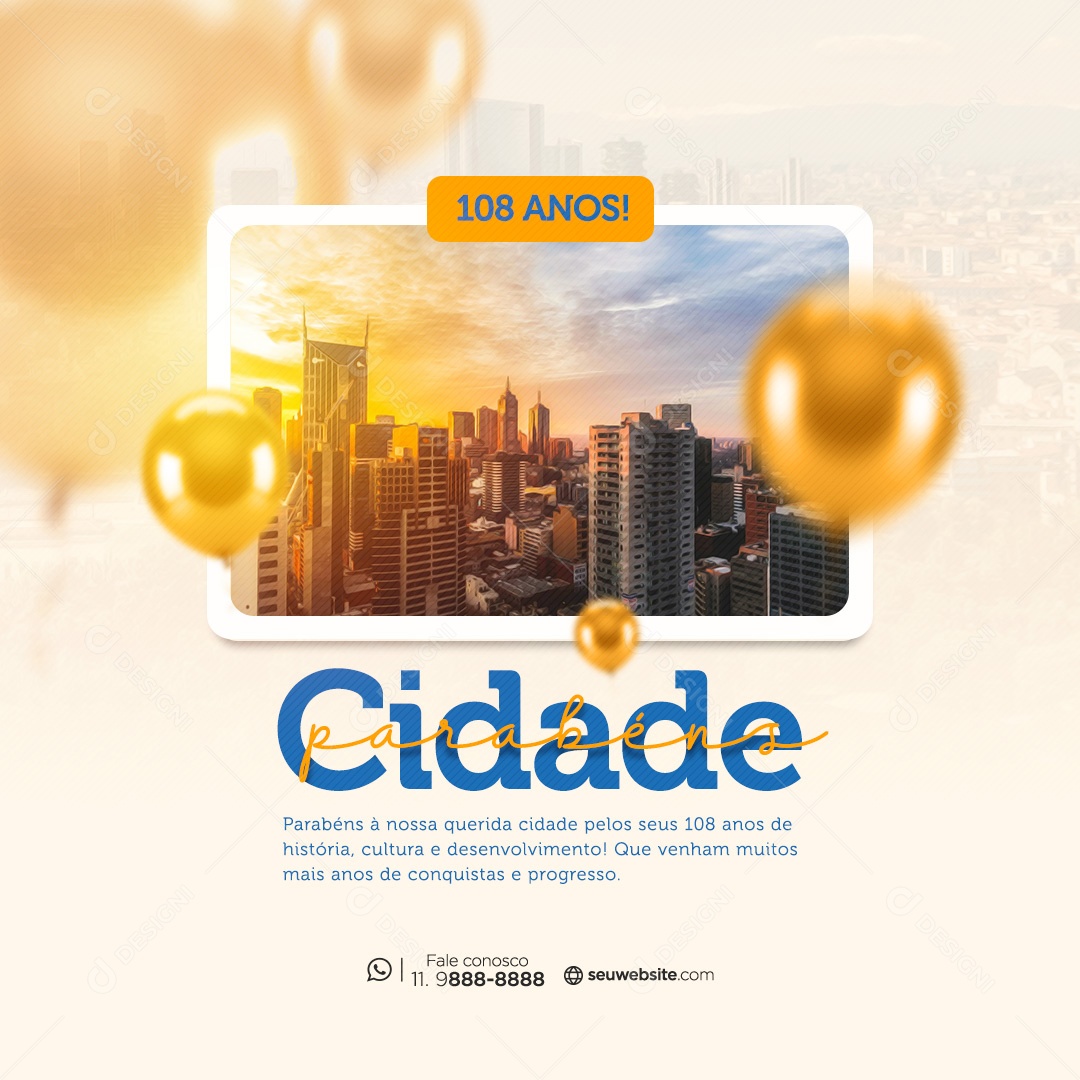 Aniversário Cidade Parabéns Social Media PSD Editável