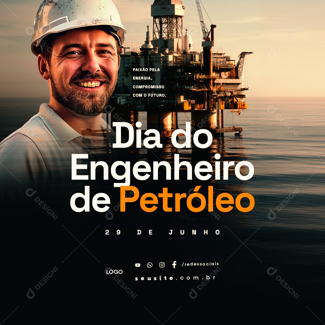Dia do Engenheiro de Petróleo 29 de Junho Social Media PSD Editável