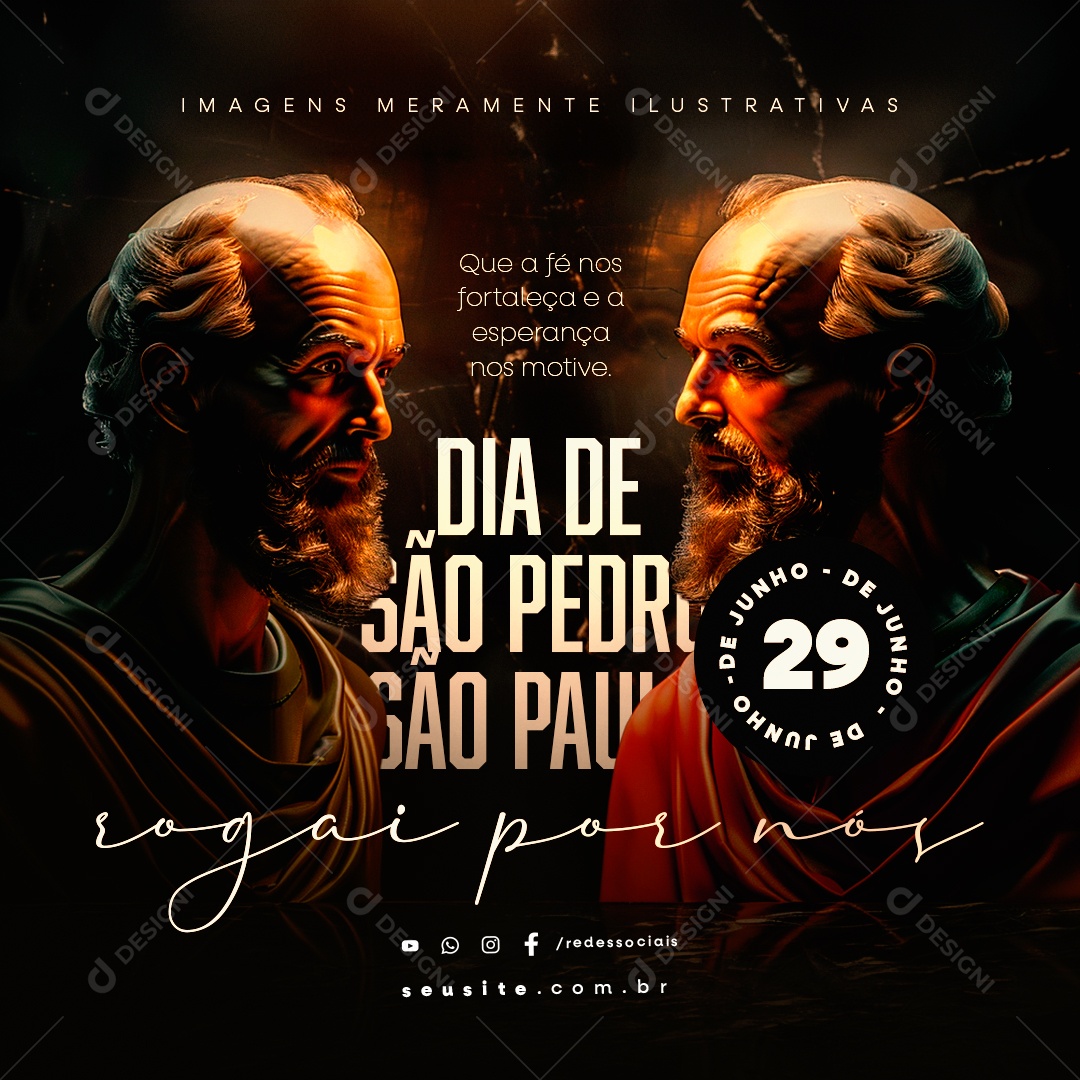 São Pedro e São Paulo 29 de Junho que a Fé nos Forteleça Social Media PSD Editável