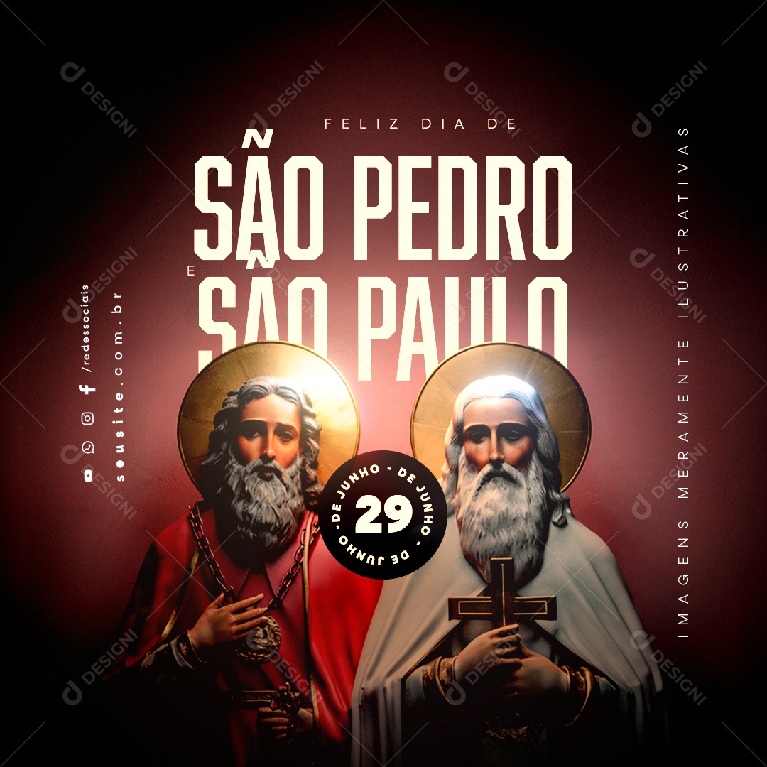 Feliz São Pedro e São Paulo 29 de Junho Social Media PSD Editável