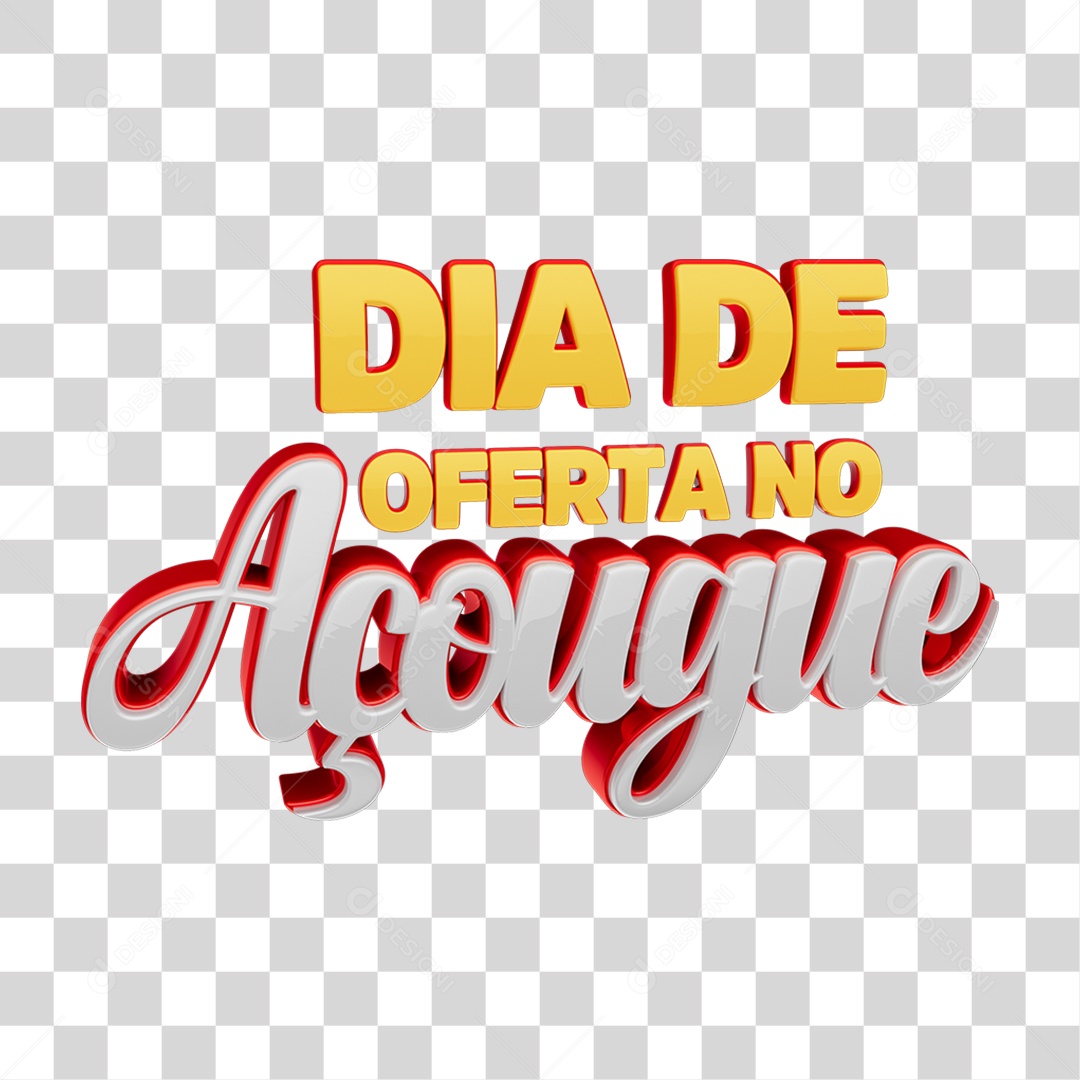 Texto 3D Dia de Oferta no Açougue PNG Transparente