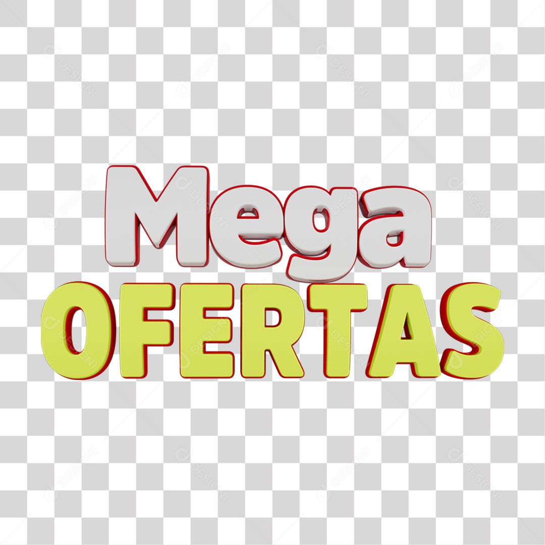 Texto 3D Mega Ofertas PNG Transparente