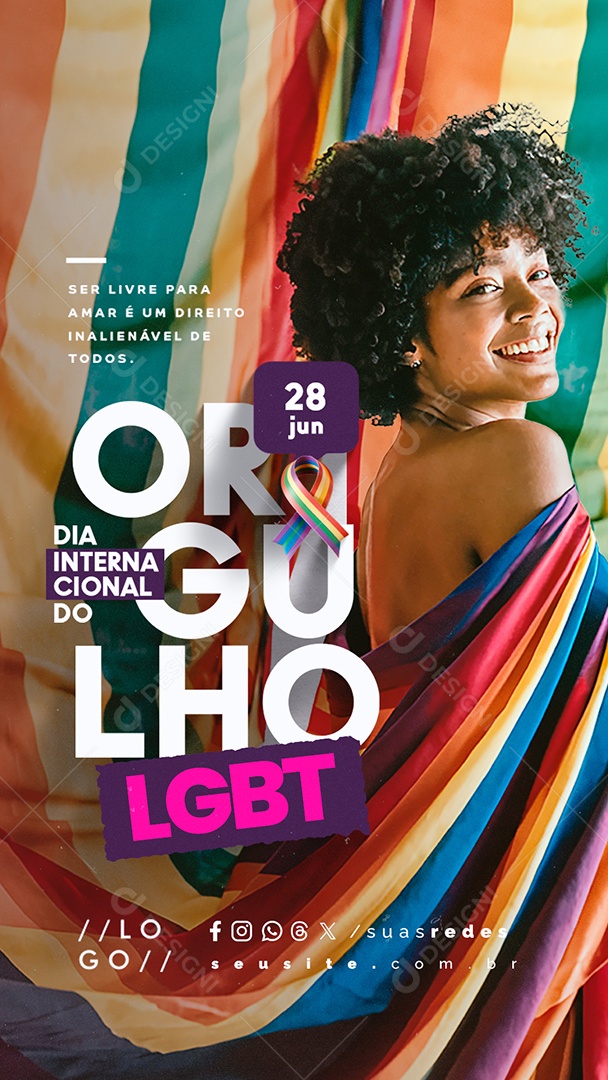 Story Dia Internacional do Orgulho LGBT 28 de Junho ser Livre para Amar é um Direito Social Media PSD Editável