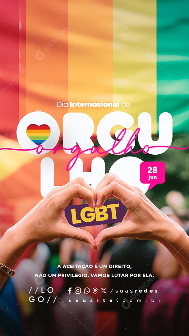 Story Dia Internacional do Orgulho LGBT 28 de Junho Aceitação é um Direito Social Media PSD Editável