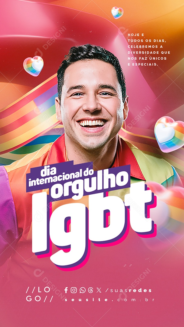 Story Dia Internacional do Orgulho LGBT 28 de Junho Celebramos a Diversidade Social Media PSD Editável