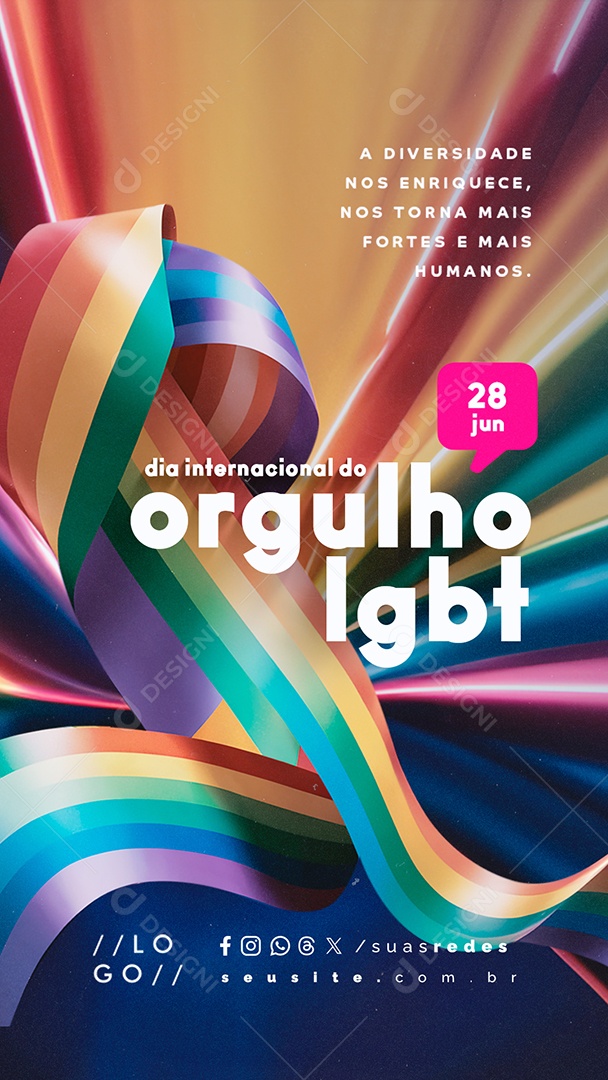 Story Dia Internacional do Orgulho LGBT 28 de Junho a Diversidade nos Enriquece Social Media PSD Editável