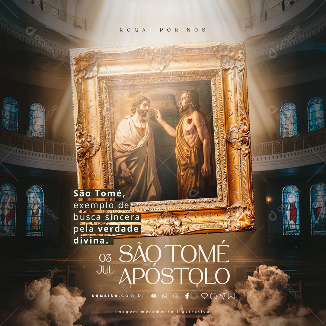 Dia de São Tomé Apóstolo 03 de Julho Exemplo de Busca Sincera Social Media PSD Editável