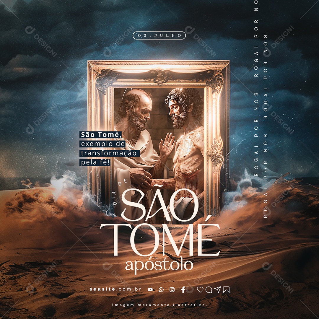 Dia de São Tomé Apóstolo 03 de Julho Exemplo de Transformação Social Media PSD Editável