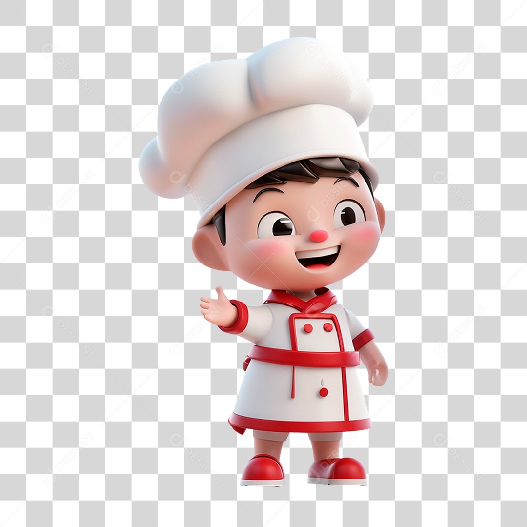 Personagem 3D Auxiliar Cozinheiro