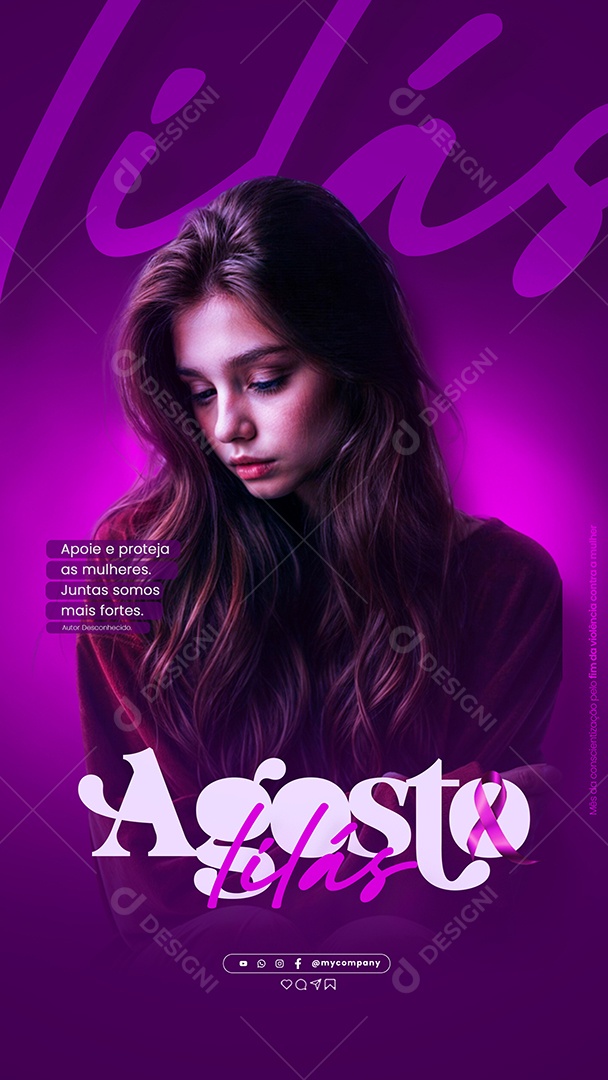 Story Agosto Lilás Juntas Somos mais Forte Social Media PSD Editável