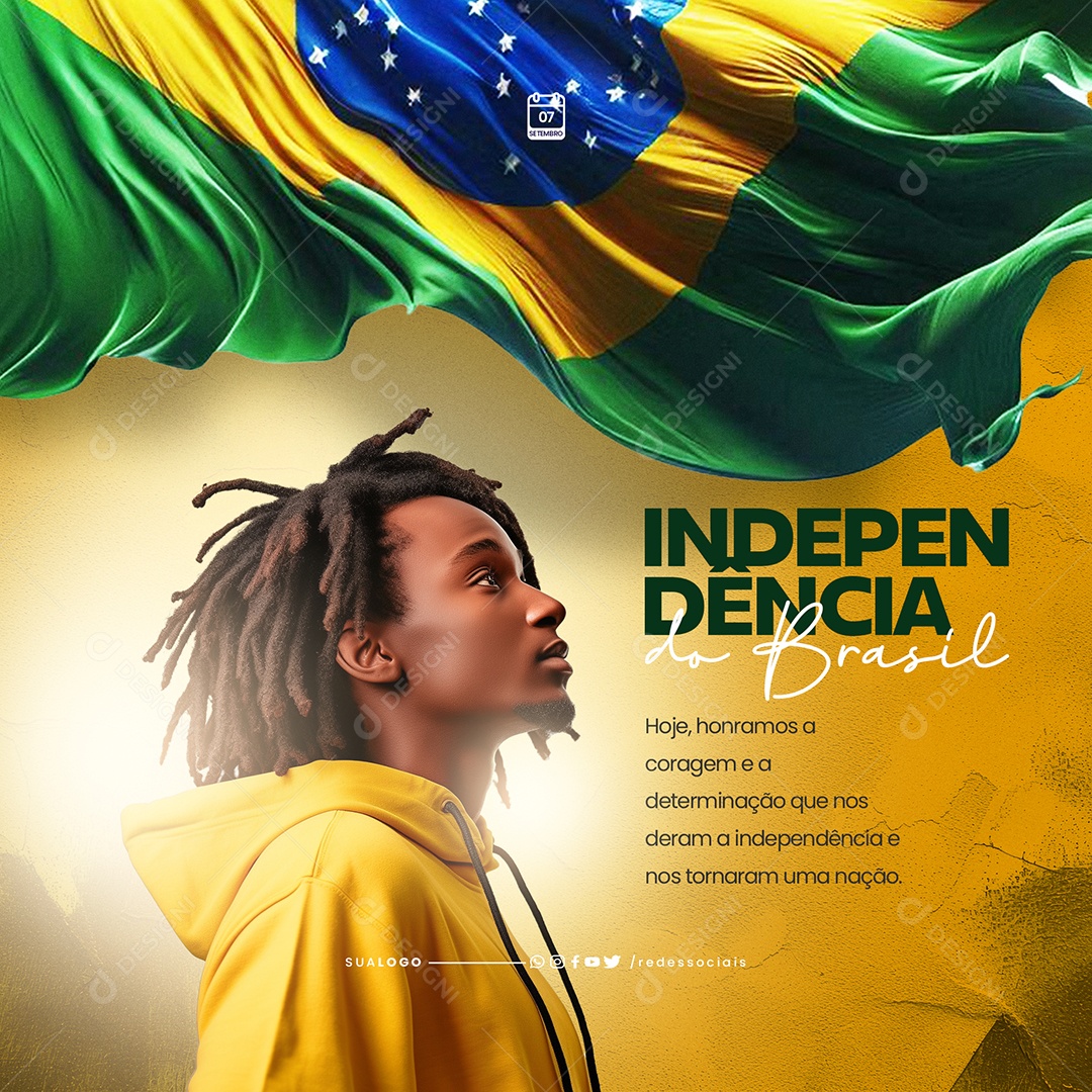 Dia da Independência do Brasil 7 De Setembro Social Media PSD Editável