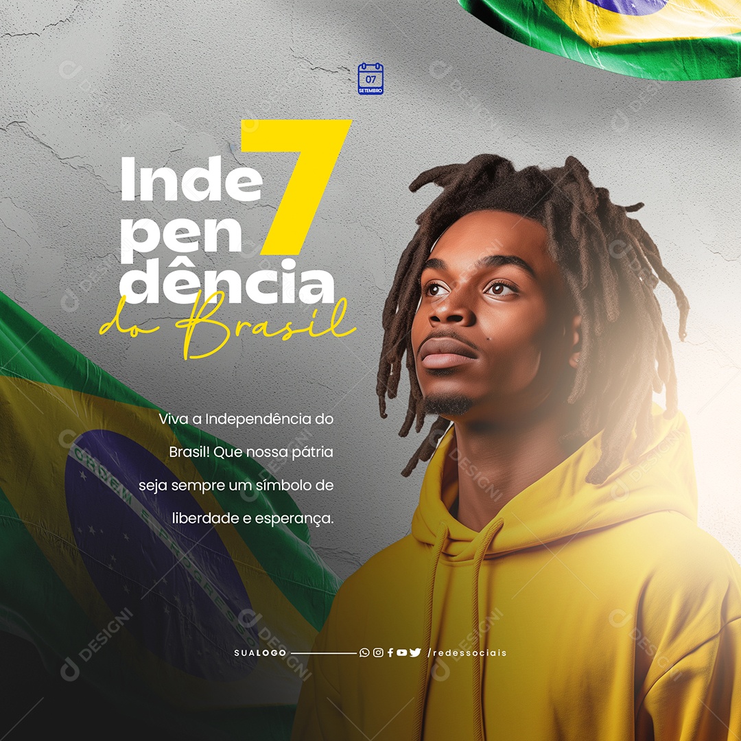 Dia da Independência do Brasil 7 De Setembro Social Media PSD Editável