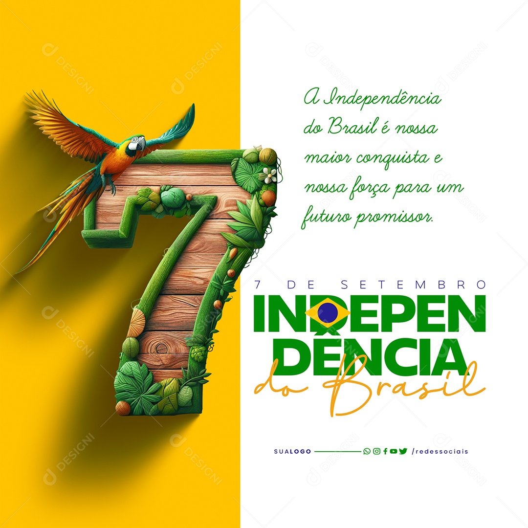Dia da Independência do Brasil 7 de Setembro Social Media PSD Editável