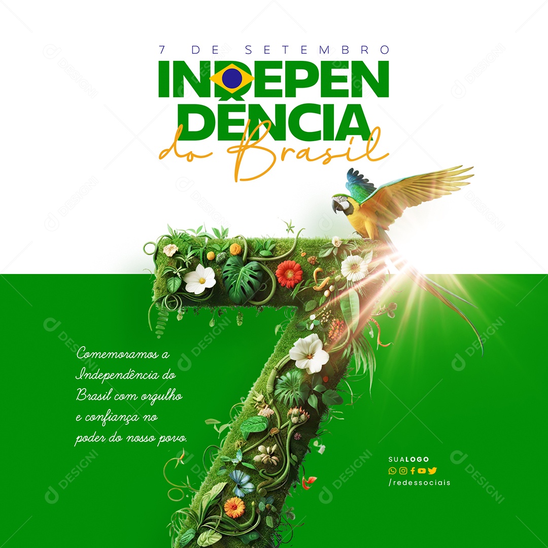 Dia da Independência do Brasil 7 de Setembro Social Media PSD Editável