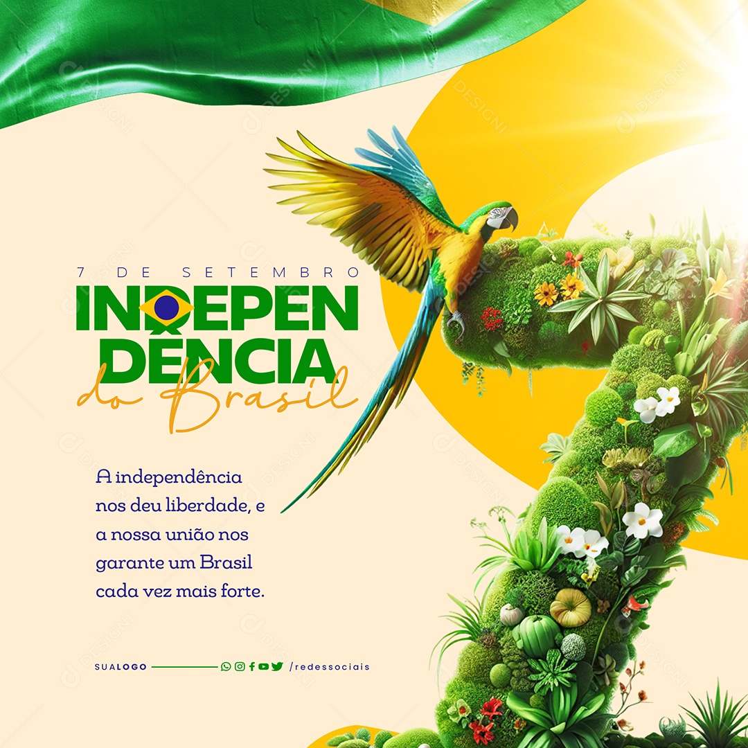 Dia da Independência do Brasil 7 de Setembro Social Media PSD Editável
