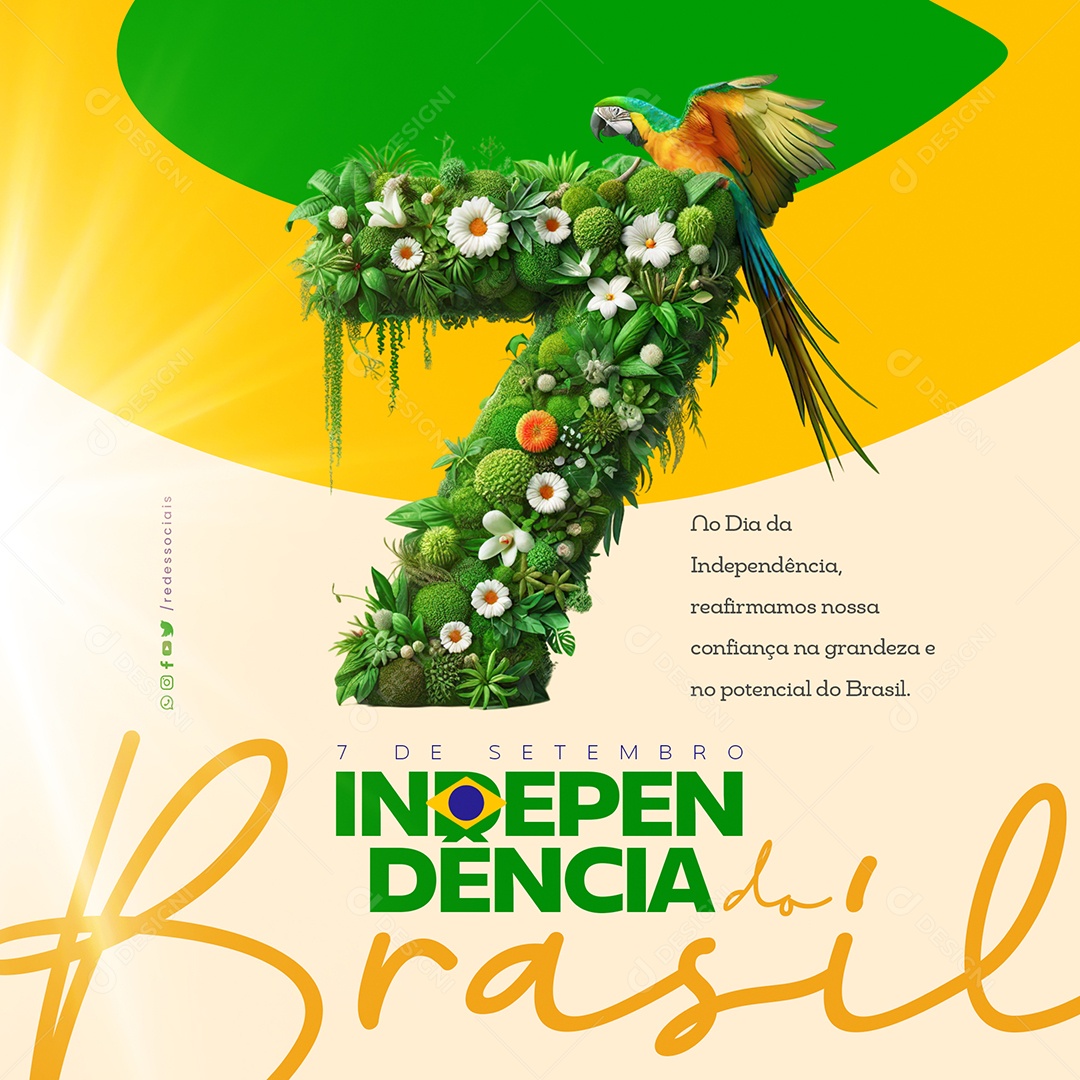 Dia da Independência do Brasil 7 de Setembro Social Media PSD Editável