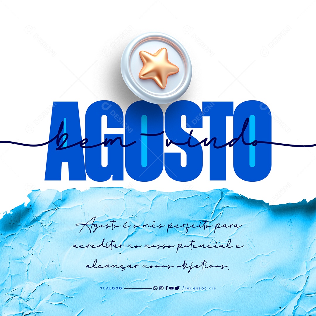 Bem Vindo Agosto Objetivos Social Media PSD Editável
