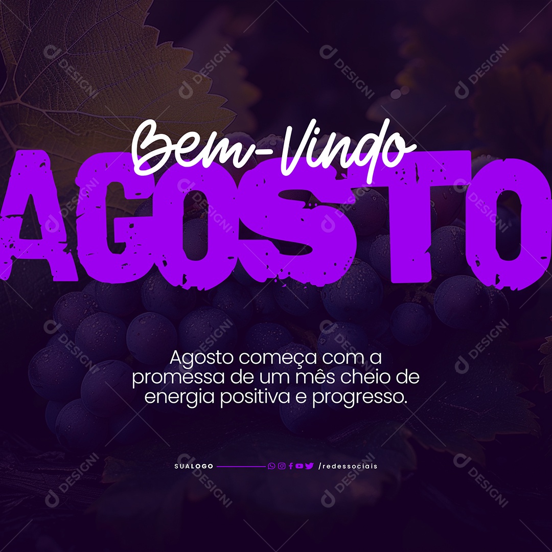 Bem Vindo Agosto Progresso Social Media PSD Editável