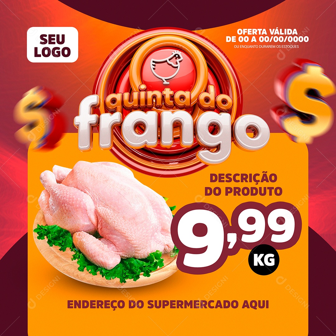 Post Frango Quinta do Frango Social Media PSD Editável