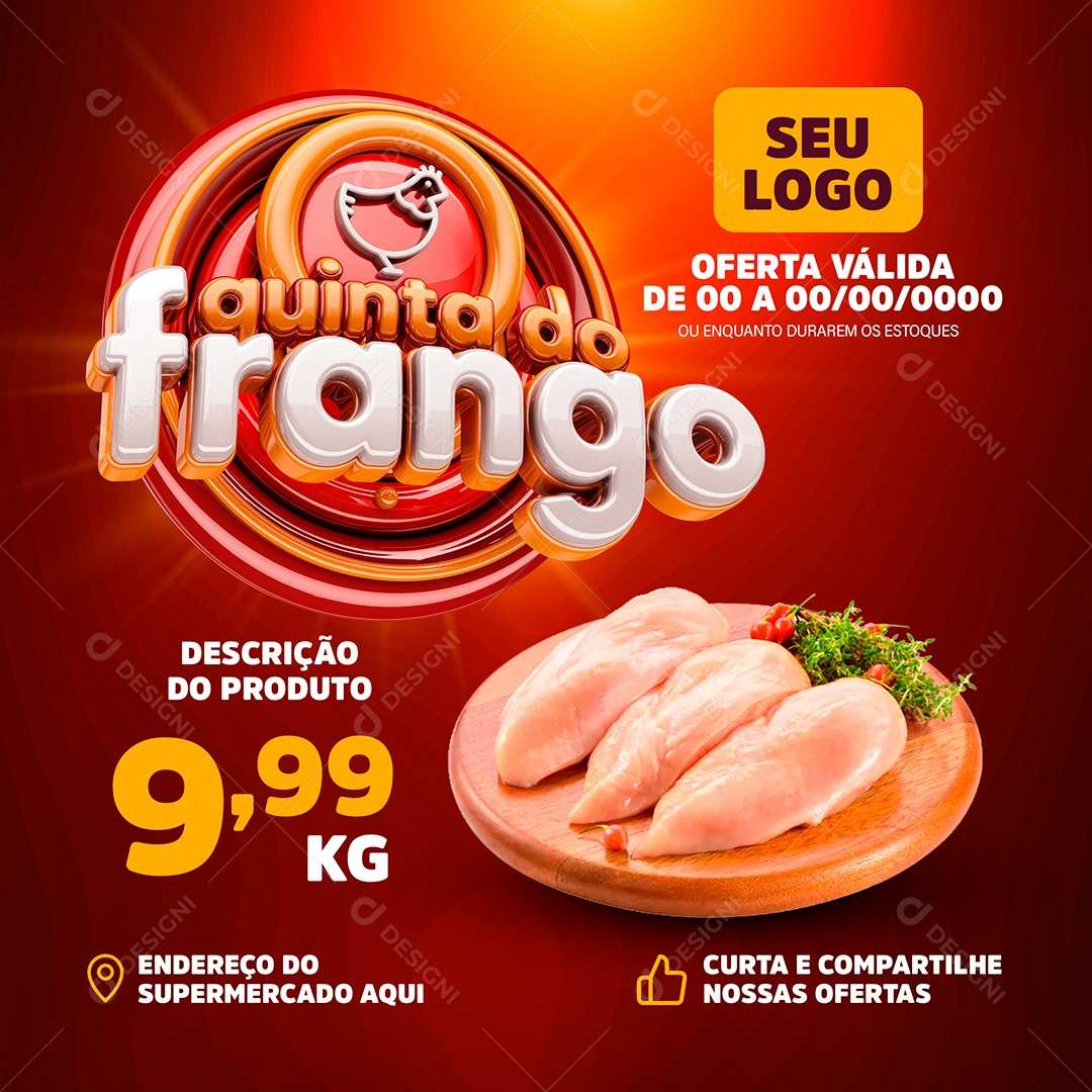 Post Frango Quinta do Frango Social Media PSD Editável