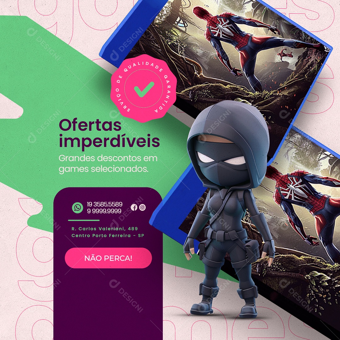 Ofertas Imperdíveis Grandes Descontos em Games Selecionados Social Media PSD Editável