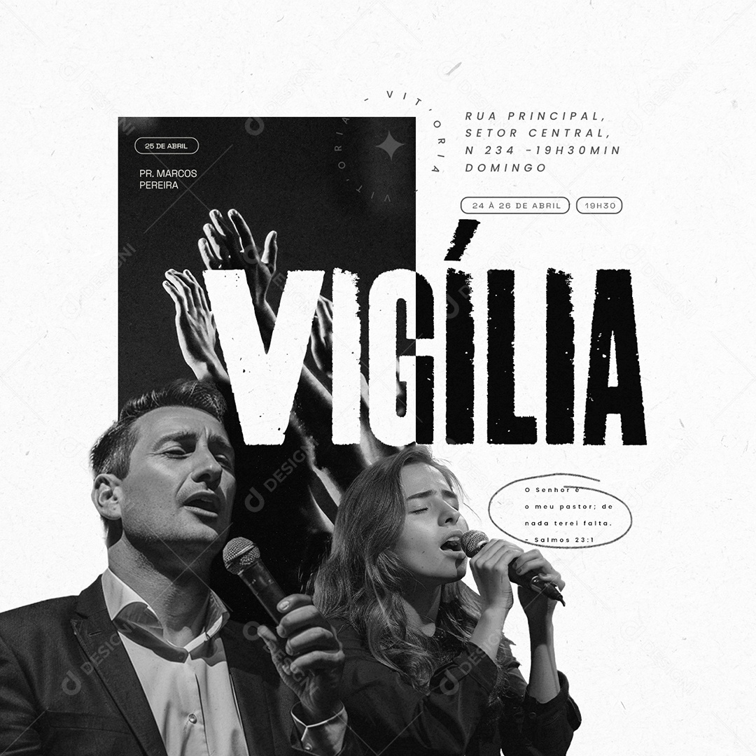 Vigília o Senhor meu Pastor Social Media PSD Editável