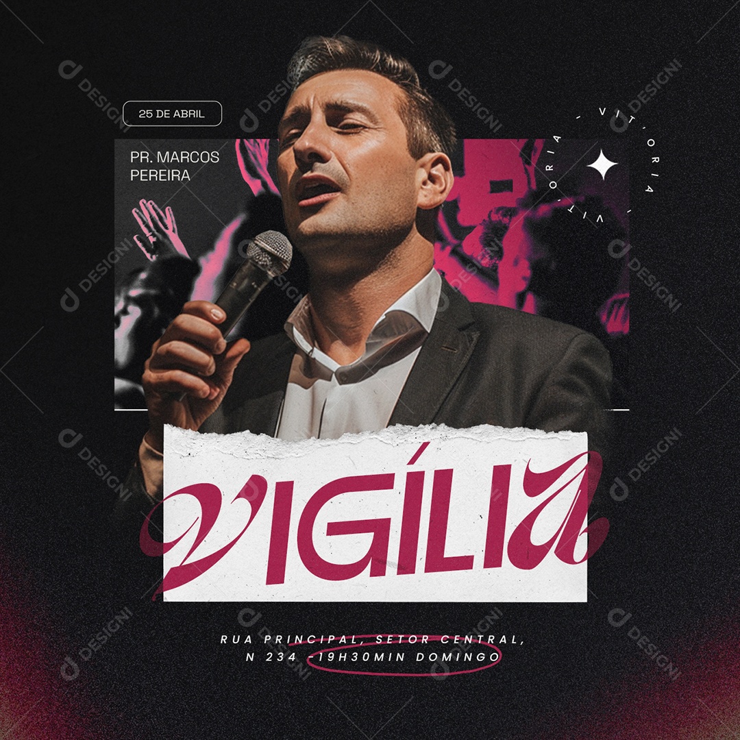 Vigília Rua Principal Setor Central Social Media PSD Editável