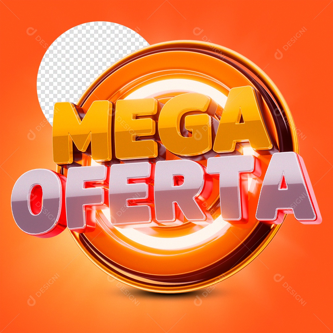 Selo 3D Mega Oferta Para Composição PSD + PNG