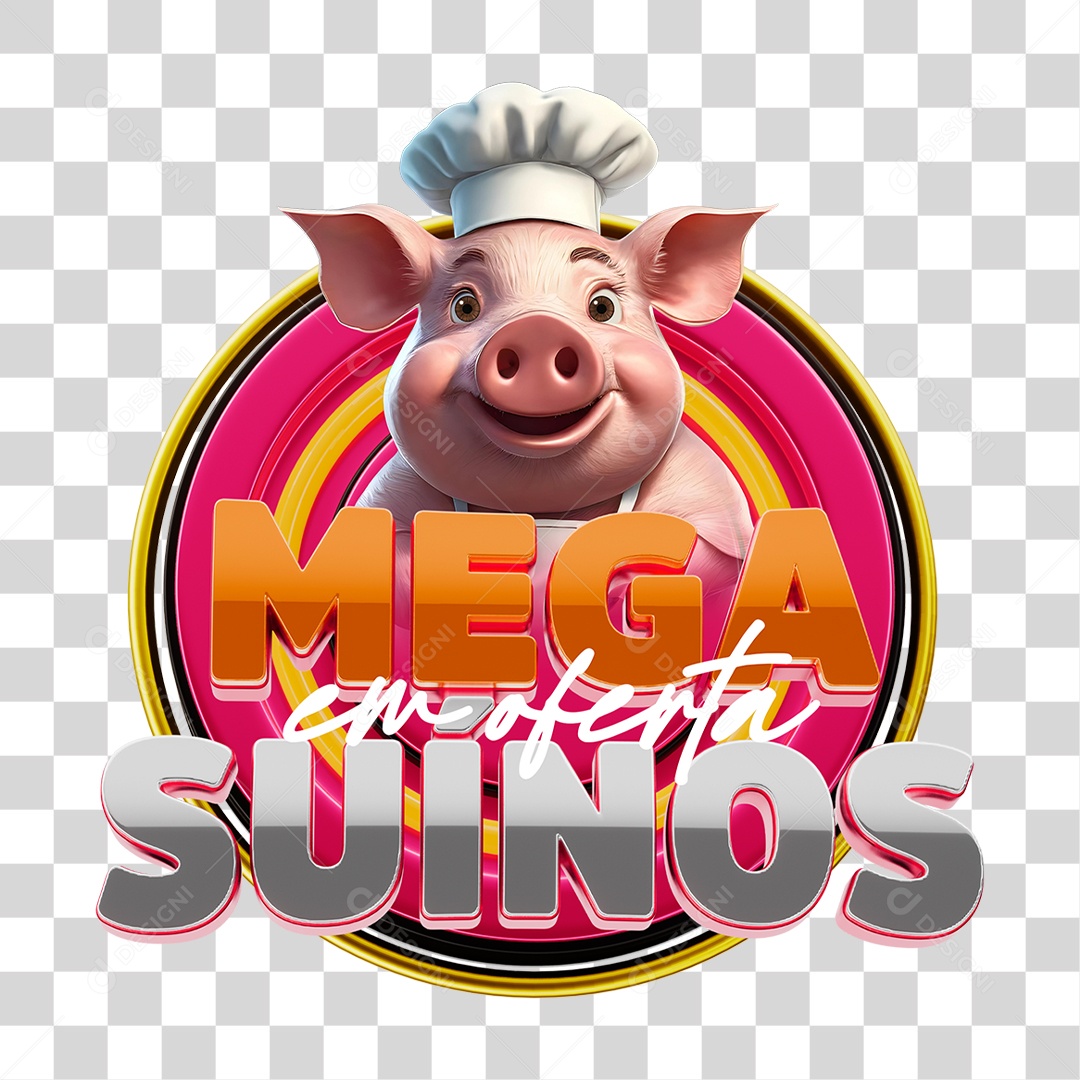 Selo Mega Suinos Em Oferta Para Composição PNG