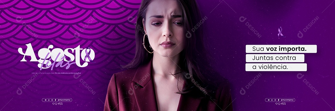 Carrossel Agosto Lilás Juntas Contra a Violência Social Media PSD Editável