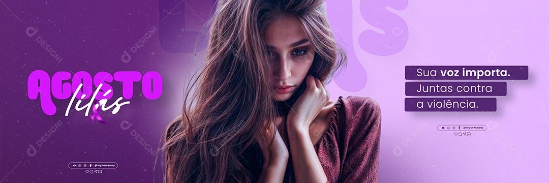 Carousel Agosto Lilás Your Voice Matters Social Media Editable PSD