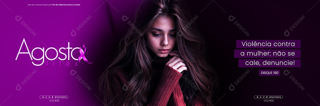 Carrossel Agosto Lilás Violência Contra a Mulher não se Cale Denuncie Social Media PSD Editável